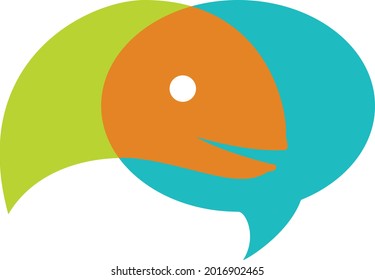 Colorful and abstract design of the cute fish and the chat bubble in a very attractive style.