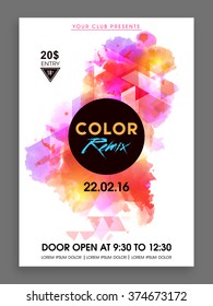 Colorful abstract design decorated Flyer, Banner or Template presentation for Music Party celebration.