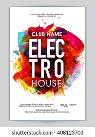 Colorful abstract design decorated, Musical Party Template, Dance Party Flyer, Night Party Banner or Club Invitation presentation with date and time details.