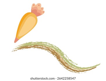 Colorful Abstract Design with a Decorative Brushstroke and Stylized Pen Element