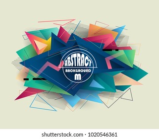 Colorful abstract design. Modern geometric style trends. Background for banner, card, poster, identity,web design.