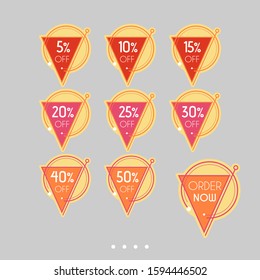 Colorful abstract design on white background. Template sale set for stickers, web page ads, tickets, discount offer price labels, badges, coupons, flyers etc.