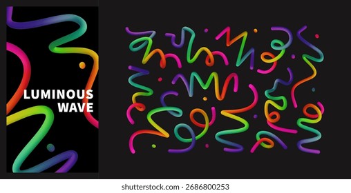 Diseño Abstractas colorido con vibrantes Formas degradadas sobre fondo negro
