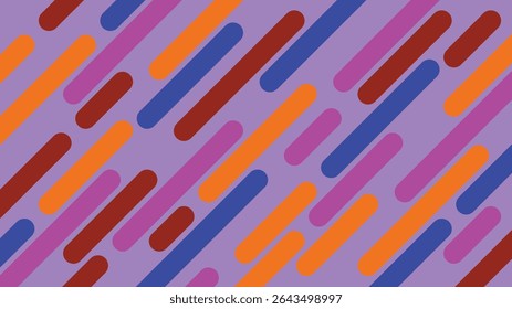 Fondo de patrón de barras redondeadas diagonales abstractas coloridas. Este diseño geométrico moderno es ideal para su uso en Anuncios de Web, Fondos de pantalla digitales, presentaciones o proyectos de Diseño gráfico creativo.
