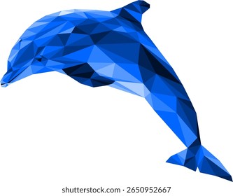 A colorful abstract dolphin made of polygons