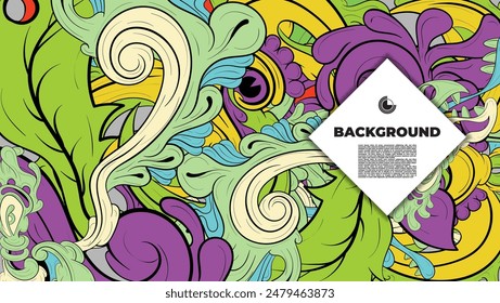 colorful abstract doodle art is suitable for background theme, brochure, decorative cover, book cover, landing page, poster, flayer concept, and kids coloring page project