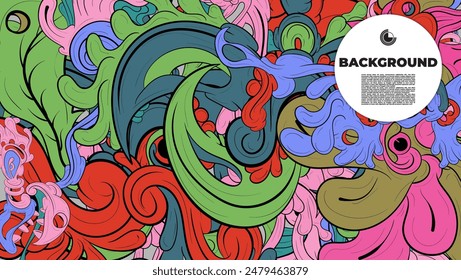 colorful abstract doodle art is suitable for background theme, brochure, decorative cover, book cover, landing page, poster, flayer concept, and kids coloring page project