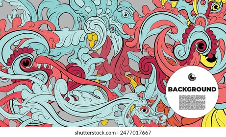 COLORFUL ABSTRACT DOODLE ARTS FOR BACKGROUND, LANDING PAGE, AND COVER PROJECT