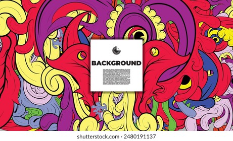 Colorful Abstract Doodle Design with mysterious animal is suitable for background theme, book cover, template, poster concept, flayer sale, and backdrop