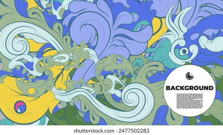 A colorful and Abstract Doodle illustration is suitable for background, landing page, template, and cover