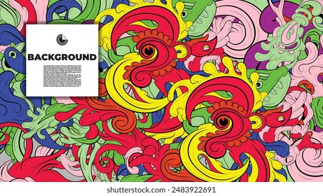 A colorful and Abstract Doodle illustration is suitable for background, landing page, template, and cover