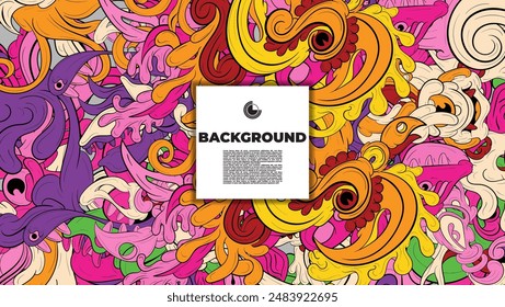 A colorful and Abstract Doodle illustration is suitable for background, landing page, template, and cover