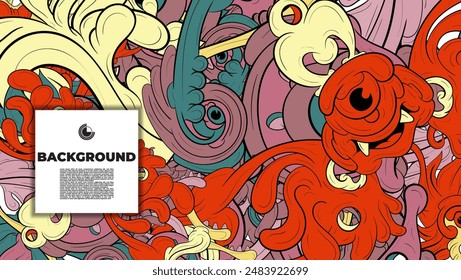 A colorful and Abstract Doodle illustration is suitable for background, landing page, template, and cover