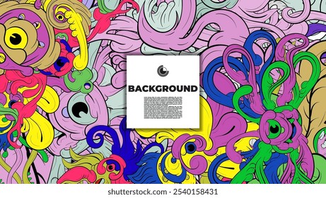 A colorful and Abstract Doodle illustration is suitable for background, landing page, template, and cover