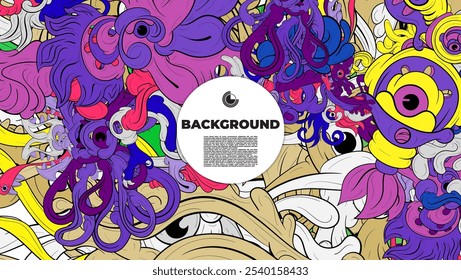 A colorful and Abstract Doodle illustration is suitable for background, landing page, template, and cover