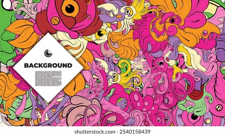 A colorful and Abstract Doodle illustration is suitable for background, landing page, template, and cover