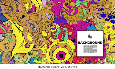 A colorful and Abstract Doodle illustration is suitable for background, landing page, template, and cover