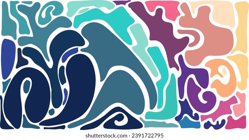 Fondo colorido de forma de doodle abstracto. Líquido colorido y fondo fluido. Resumen de diseño de fondo líquido de moda. Resumen Fondo geométrico ondulado.