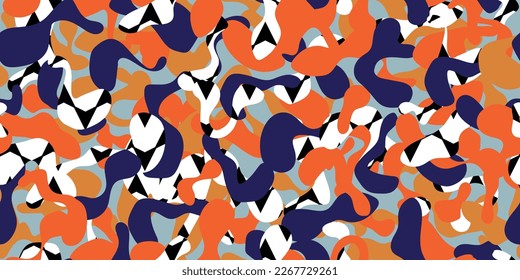 Colorful abstract doodle shape seamless pattern. Fluid jelly silhouettes. Minimalist print with geometric curve stains. Vector seamless background. 