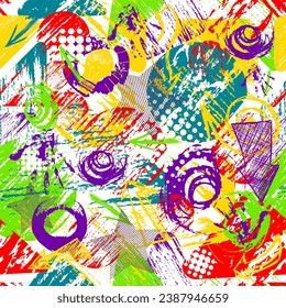 Farbiges abstraktes Doodle-Muster. Handzeichnung. Nicht AI. Kreativ minimalistischer Kunsthintergrund, trendiges Design mit einfachen Formen. Moderne Tapete-Hintergrundbilder in Farbe.