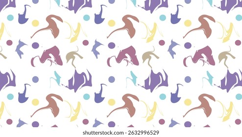 Colorful abstract doodle shape seamless pattern. Creative minimalist style art background, trendy design with basic shapes. Modern color wallpaper print backdrop.

