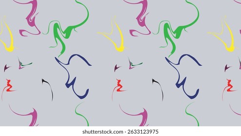 Colorful abstract doodle shape seamless pattern. Creative minimalist style art background, trendy design with basic shapes. Modern color wallpaper print backdrop.