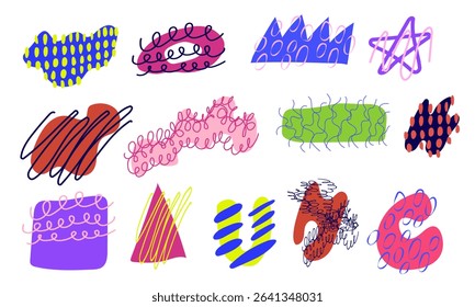 Colorful Abstract Doodle Shapes Collection on White Background