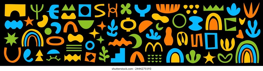 Colorful abstract doodle shapes. Matisse geometric collage.