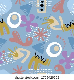 Colorido abstracto doodles Vector sin fisuras patrón ilustración
