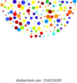 Colorful abstract dot background.  Flying confetti. Circle art round backdrop.