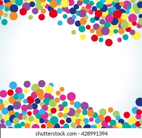 Colorful abstract dot background. Vector illustration for bright design. Circle art round backdrop. Modern pattern decoration. Color texture holiday element wallpaper. Decor fun spot card. Happy mood.