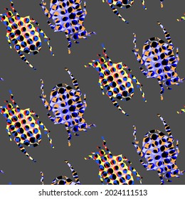 colorido y abstracto error punteado patrón vectorial sin fisuras en fondo oscuro