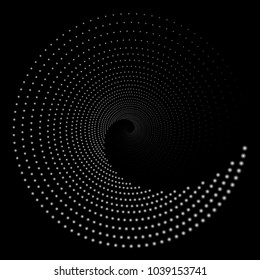Colorful abstract dotted vector on dark background. Halftone effect. Logo design element. Glowing halftone dots circle