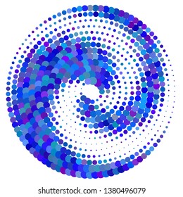 Colorful abstract dotted vector on dark background. Halftone effect. Logo design element.