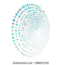 Colorful abstract dotted vector on dark background. Halftone effect. Logo design element.