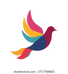 Colorful Abstract Dove in Flight vector design