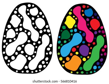 Colorful abstract Easter egg for coloring book for adult and design elements. Can be used for card, invitation, posters, texture backgrounds, placards, banners.
