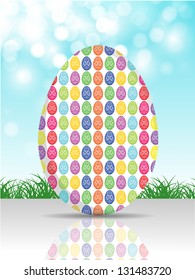 Colorful abstract egg on nature background for Happy Easter.
