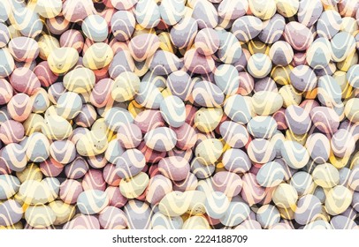Colorful abstract eggs texture background. Light pastel colors pattern with wavy stripes.