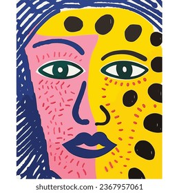 Colorful abstract ethnic face illustration for summer holiday banner and poster