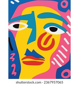 Colorful abstract ethnic face illustration for summer holiday banner and poster