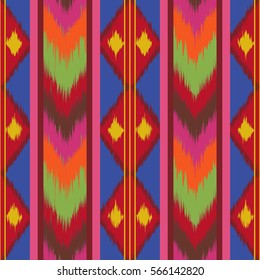 Colorful Abstract ethnic ikat pattern background Traditional pattern on the fabric in Indonesia and other Asian countries