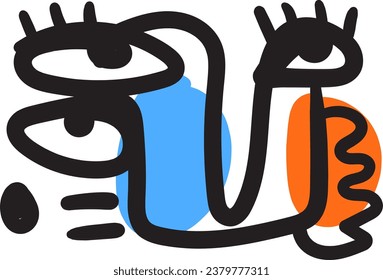 A colorful abstract face exuding a sense of joy.