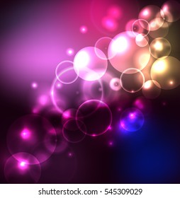 Colorful abstract festive background with  soft bokeh and lights. Vector illustration.