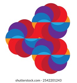 Figura abstracta colorida en Vector con Formas circulares conectadas, diseño equilibrado y dinámico