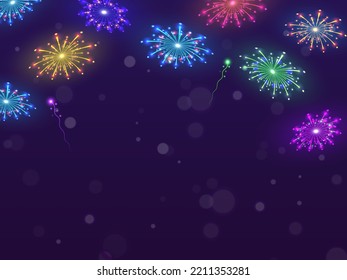 Colorful Abstract Fireworks Background For Celebration Concept.