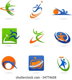 colorful abstract fitness icons