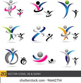 Colorful abstract fitness Vector Icons and Symbols Isolated On White Background. Graphic Design Editable For Your Design.