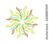 colorful abstract floral design elements with fire pattern without background