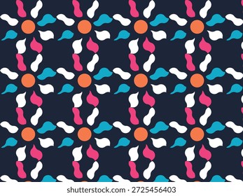 Padrão floral abstrato colorido no azul escuro Ilustração de fundo